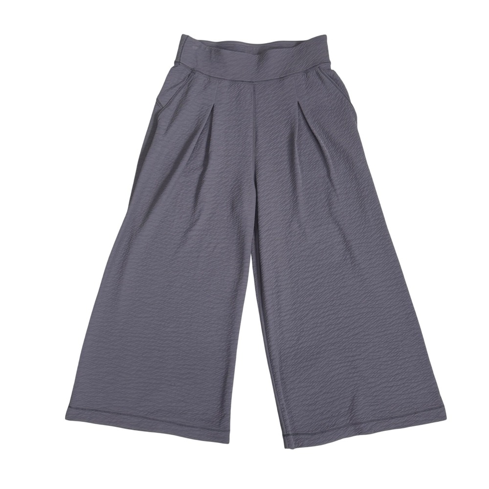 Lululemon Can You Feel The Pleat Crop Pants Grey Purple Textured Wide Leg Size 6